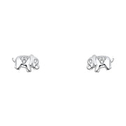 14K Gold CZ Stone Cute Elephant Stud Earrings