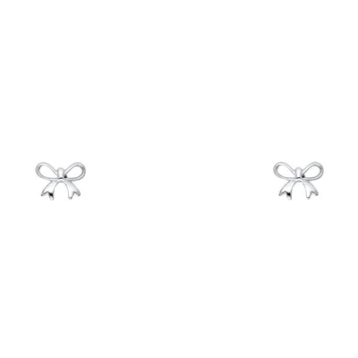 14K Gold Ribbon Bow Stud Earrings