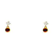 14K Gold CZ Stone Rainbow Dangle Stud Earrings