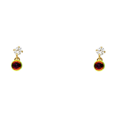 14K Gold CZ Stone Rainbow Dangle Stud Earrings