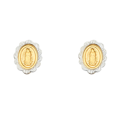 14K Gold Oval Guadalupe Stud Earrings