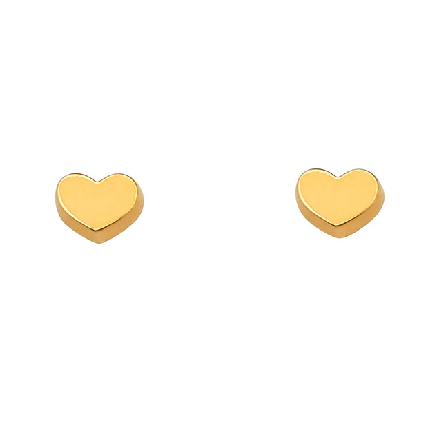 14K Gold Heart Stud Earrings