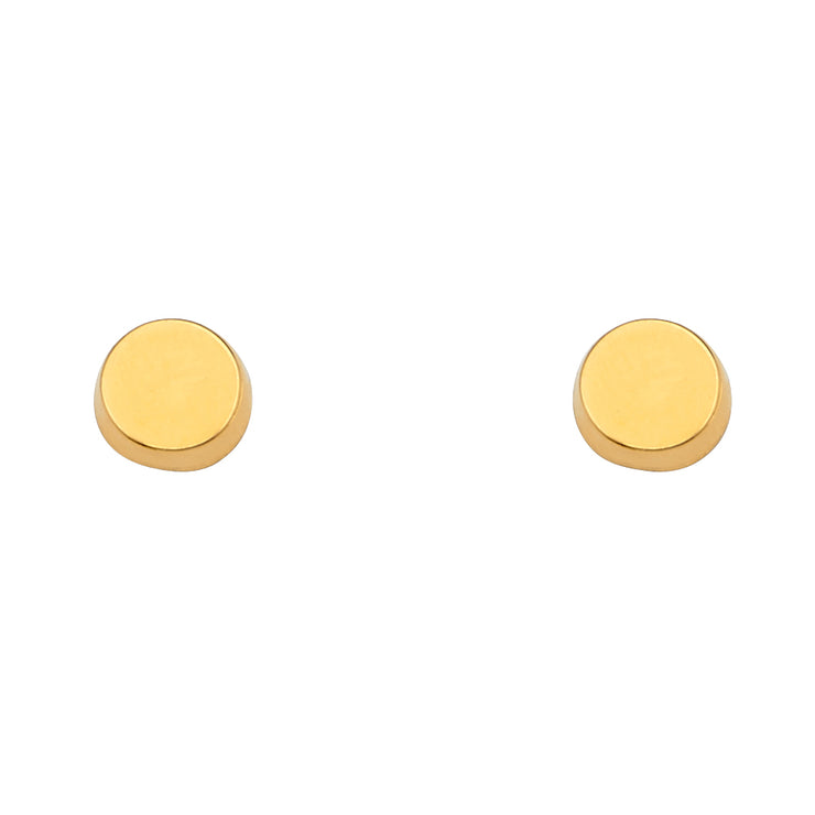 14K Gold Round Stud Earrings