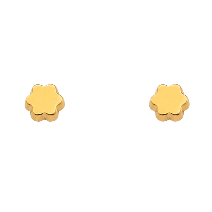 14K Gold Flower Stud Earrings