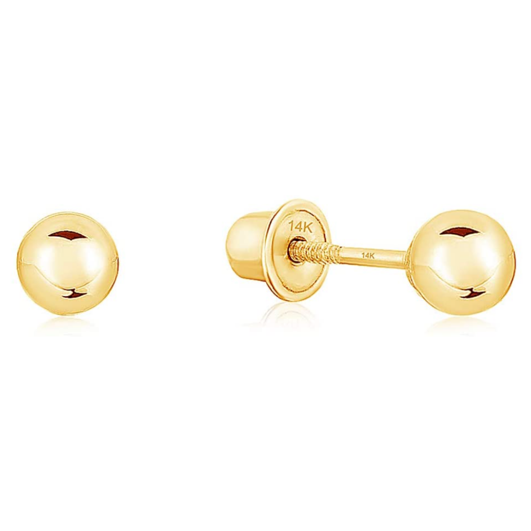 Round Basket Ear Stud Setting in 14K Yellow Gold - Various Sizes Round Basket Ear Stud Setting in 14K Yellow Gold - Various Sizes