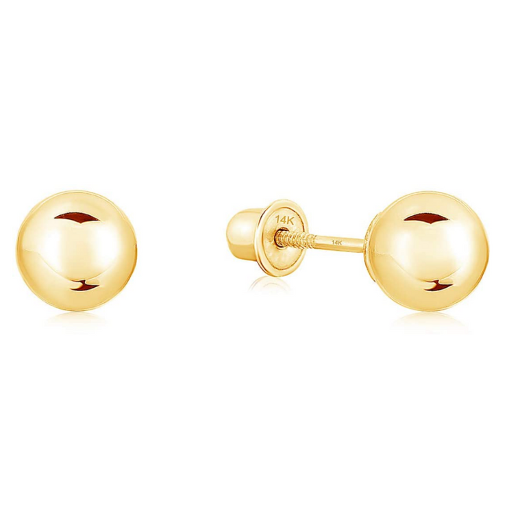 Round Plain Bead Ball Stud Screw Back Earrings