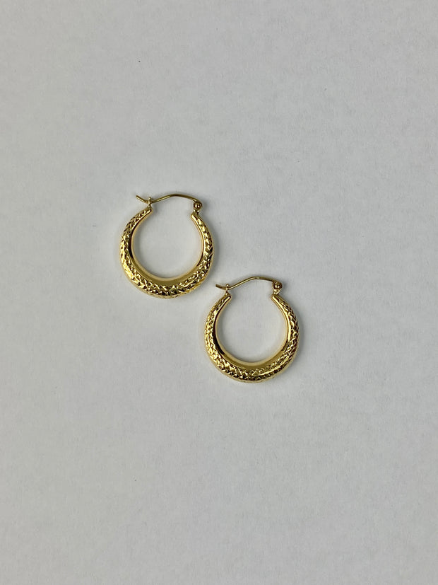 14K Gold 4mm Diamond Cut Hoops