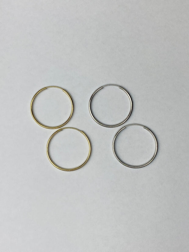 14K Gold 1.5mm Hoops