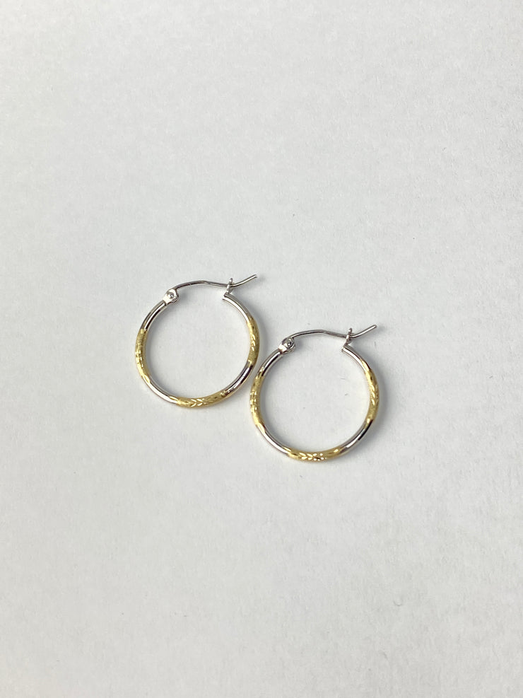 14K Gold Diamond Cut Hoops