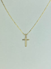 14K GOLD CROSS PENDANT WITH 2.3MM FIGARO 3+1 CHAIN