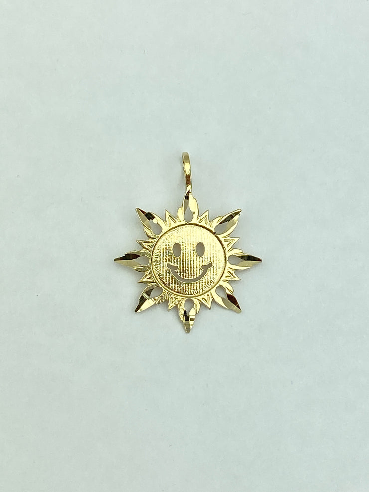 14K Gold Sun Charm Pendant
