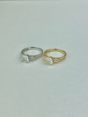 Three Stone Princess Cut Engagement Ring