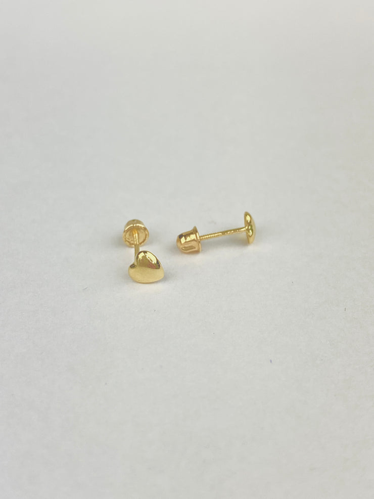 14K Gold Heart Stud Earrings