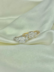 14k yellow gold white gold three stone engagement ring 