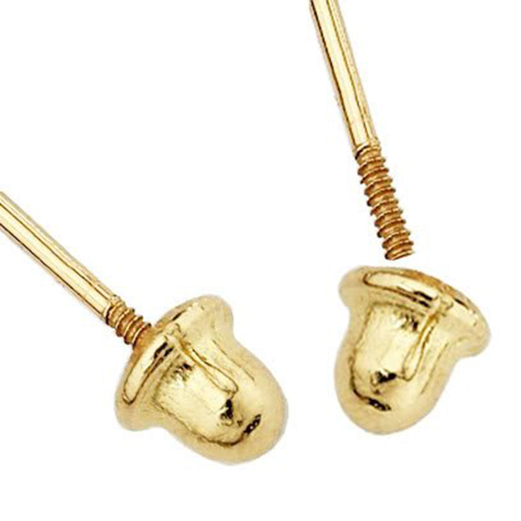 14K Gold CZ Round Crystal Ball Stud Earrings